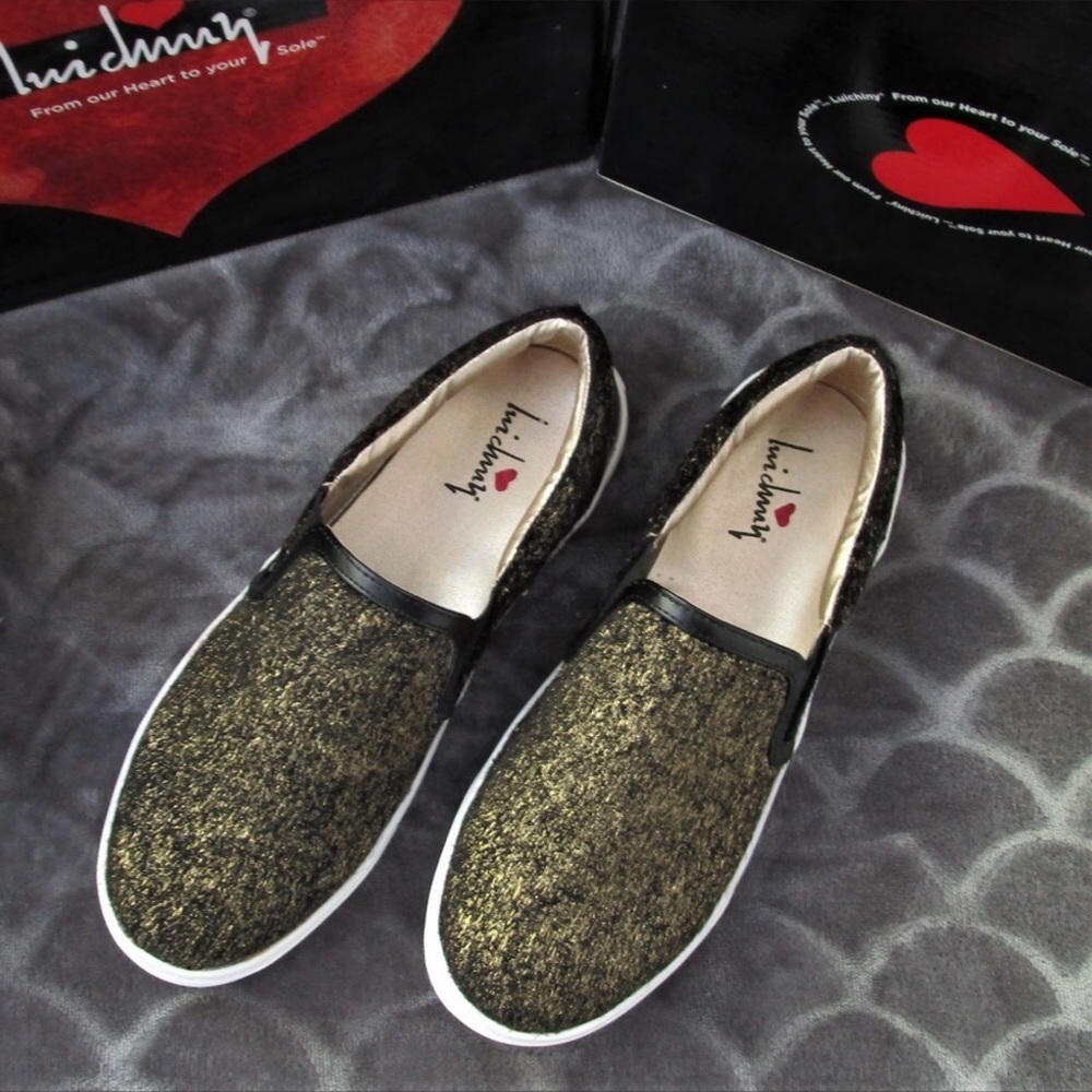 Luichiny Faux Fur Metallic Sneakers